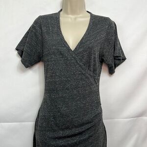 I.R.O. lemica Gray short sleeve ruched wrap dress size small EUC